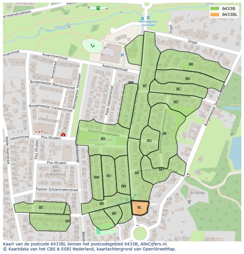 Afbeelding van het postcodegebied 6433 BL op de kaart.