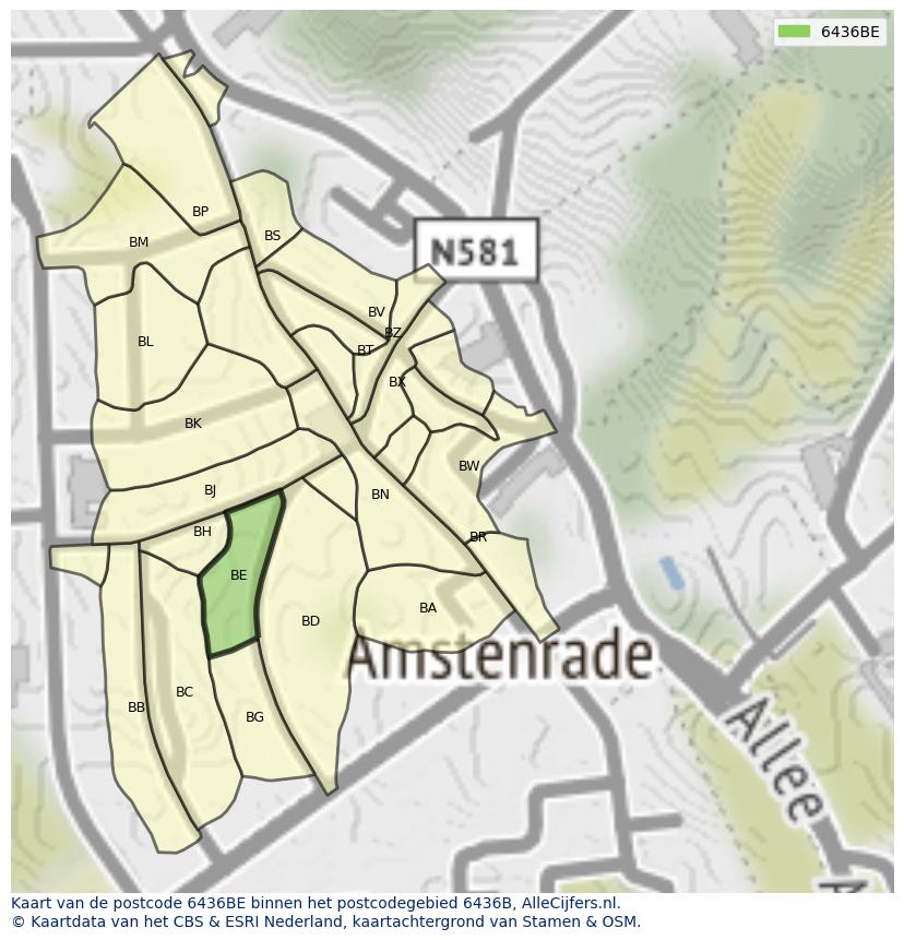 Afbeelding van het postcodegebied 6436 BE op de kaart.