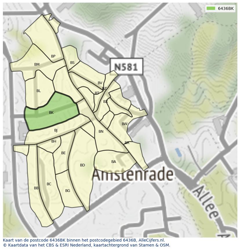 Afbeelding van het postcodegebied 6436 BK op de kaart.