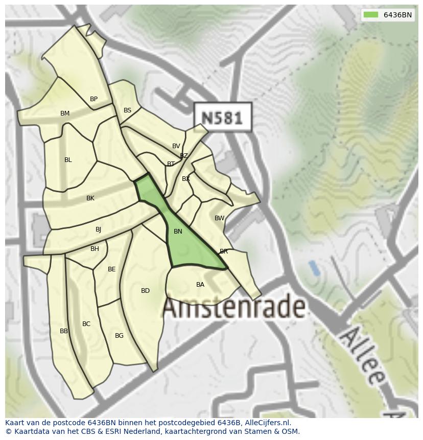 Afbeelding van het postcodegebied 6436 BN op de kaart.