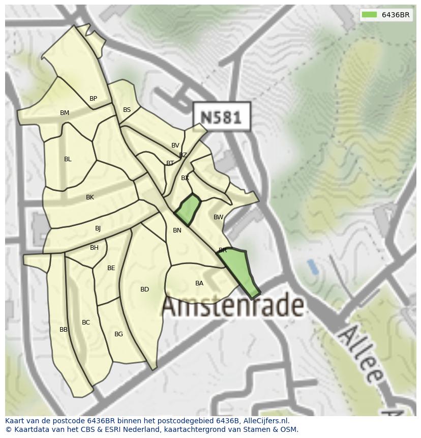Afbeelding van het postcodegebied 6436 BR op de kaart.