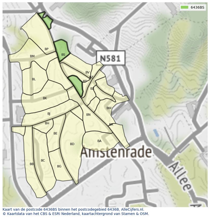 Afbeelding van het postcodegebied 6436 BS op de kaart.