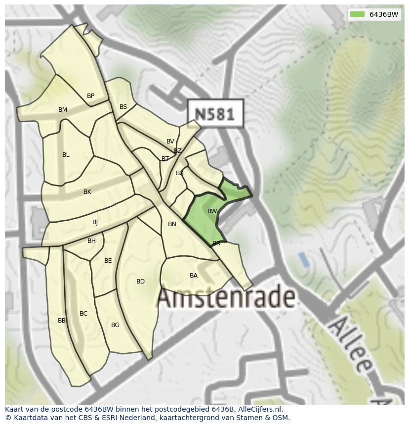 Afbeelding van het postcodegebied 6436 BW op de kaart.