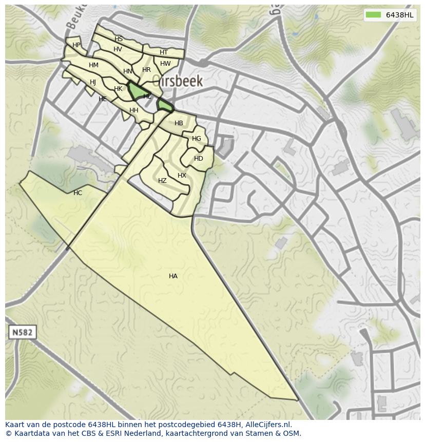 Afbeelding van het postcodegebied 6438 HL op de kaart.