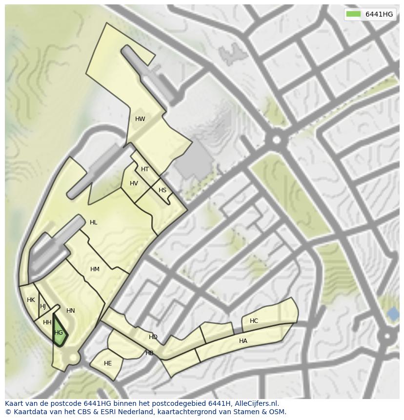 Afbeelding van het postcodegebied 6441 HG op de kaart.