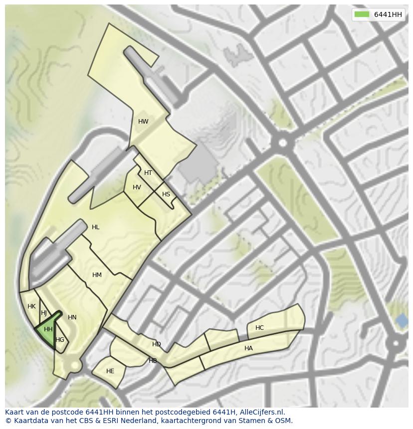 Afbeelding van het postcodegebied 6441 HH op de kaart.