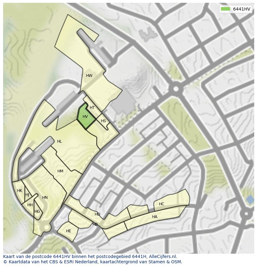 Afbeelding van het postcodegebied 6441 HV op de kaart.