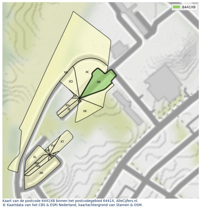 Afbeelding van het postcodegebied 6441 XB op de kaart.