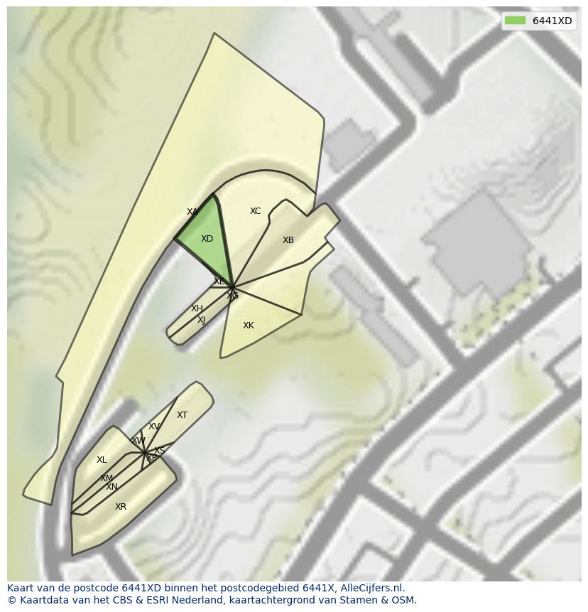 Afbeelding van het postcodegebied 6441 XD op de kaart.