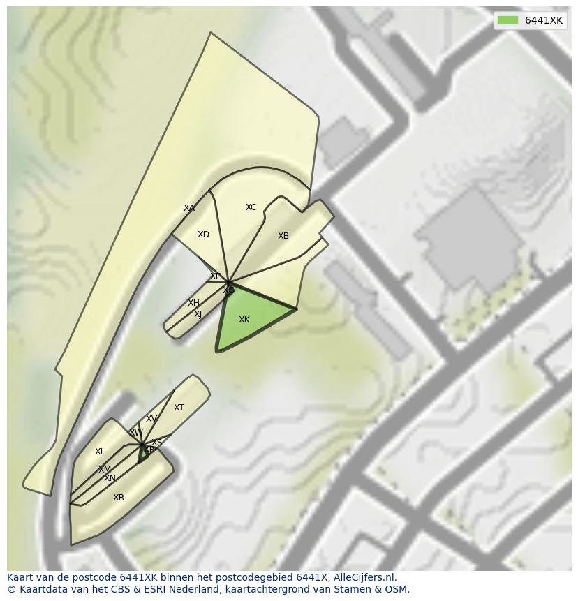 Afbeelding van het postcodegebied 6441 XK op de kaart.
