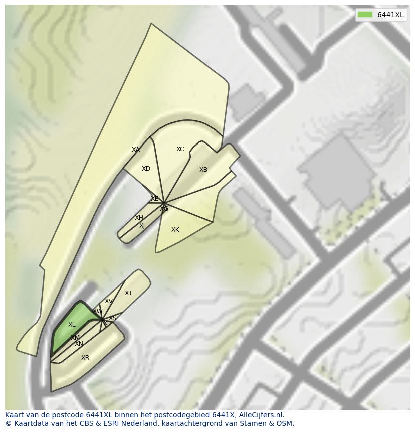 Afbeelding van het postcodegebied 6441 XL op de kaart.