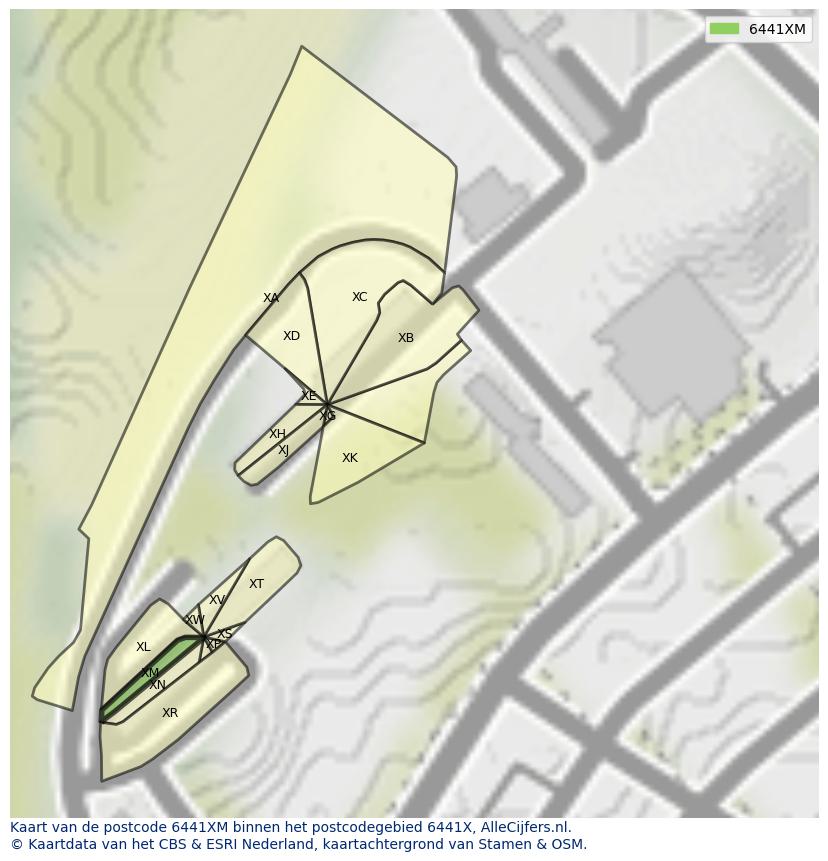 Afbeelding van het postcodegebied 6441 XM op de kaart.