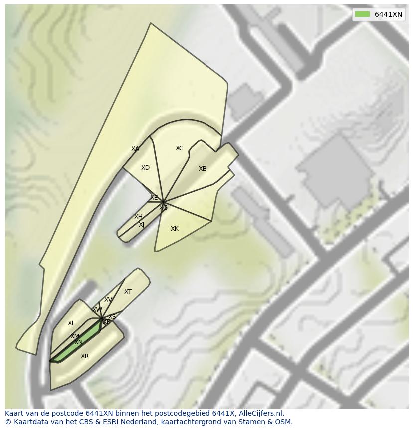 Afbeelding van het postcodegebied 6441 XN op de kaart.
