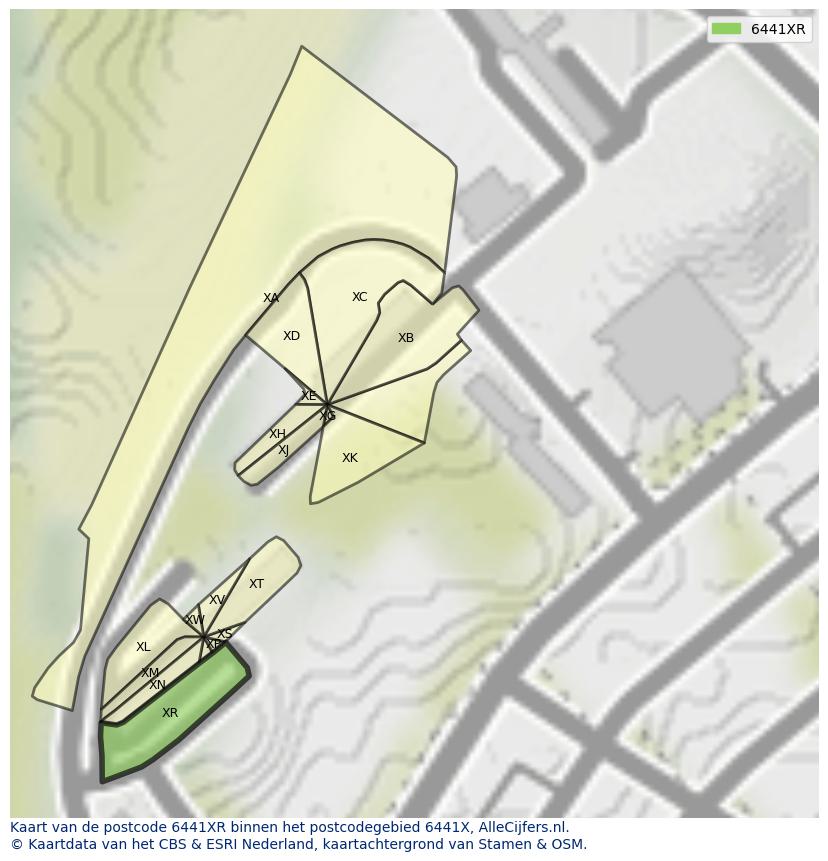 Afbeelding van het postcodegebied 6441 XR op de kaart.