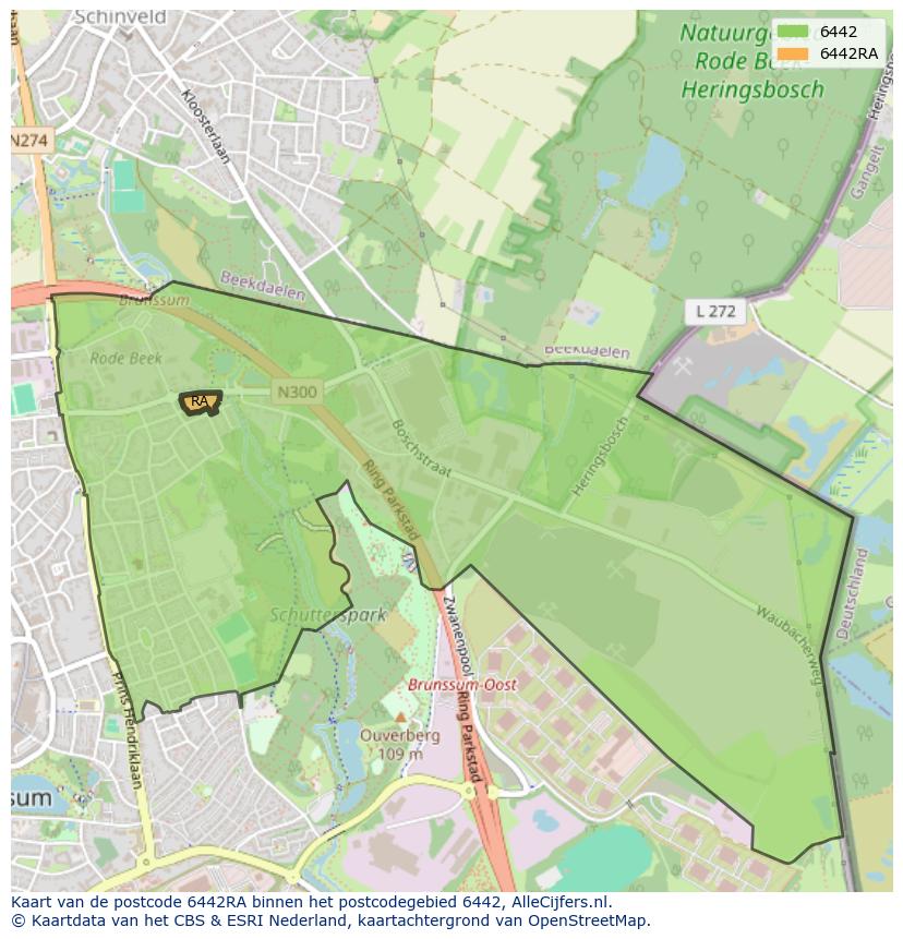 Afbeelding van het postcodegebied 6442 RA op de kaart.