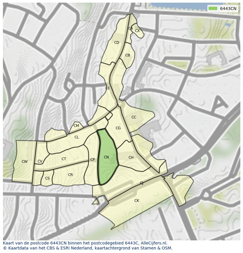 Afbeelding van het postcodegebied 6443 CN op de kaart.