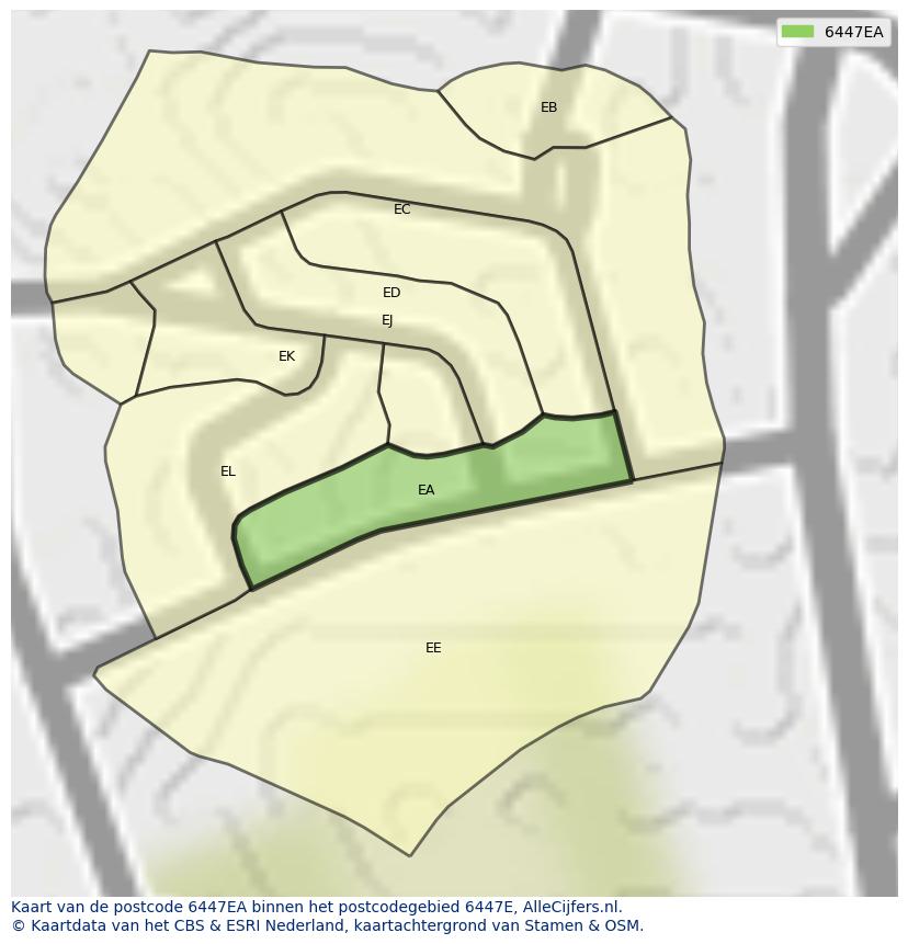 Afbeelding van het postcodegebied 6447 EA op de kaart.