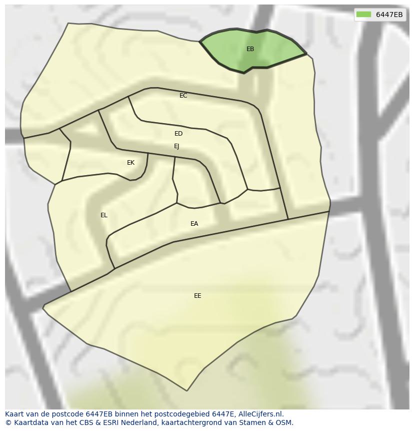 Afbeelding van het postcodegebied 6447 EB op de kaart.
