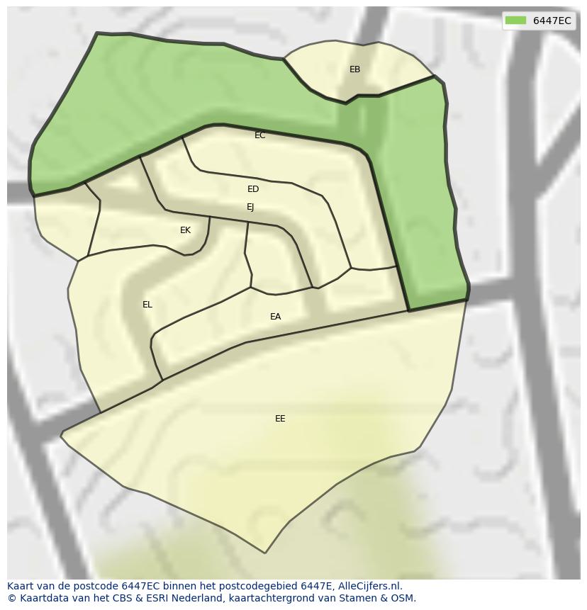 Afbeelding van het postcodegebied 6447 EC op de kaart.