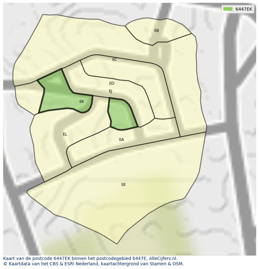 Afbeelding van het postcodegebied 6447 EK op de kaart.