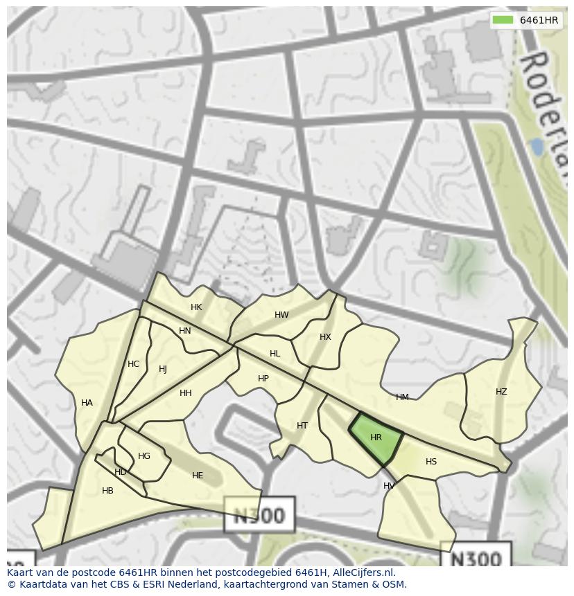 Afbeelding van het postcodegebied 6461 HR op de kaart.