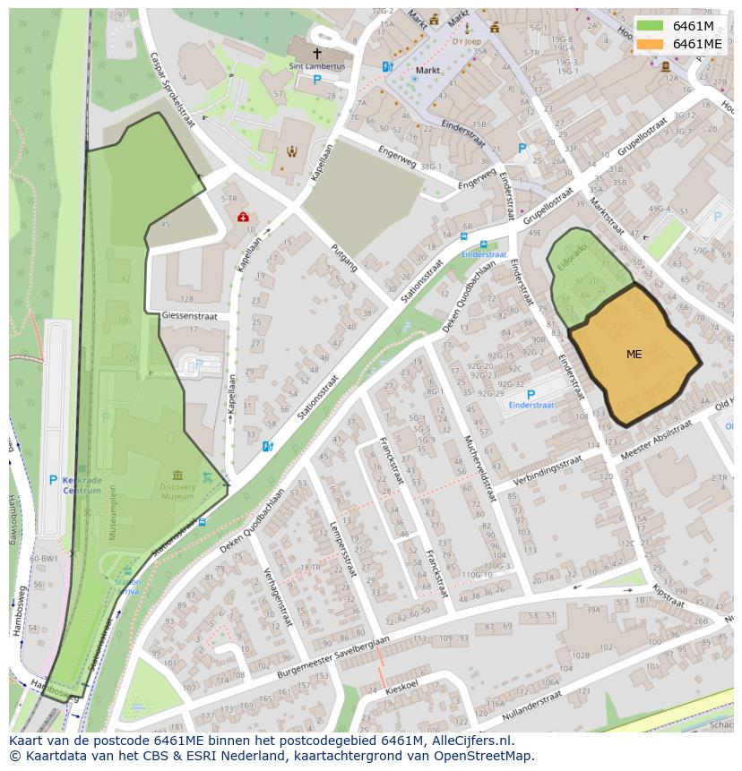 Afbeelding van het postcodegebied 6461 ME op de kaart.