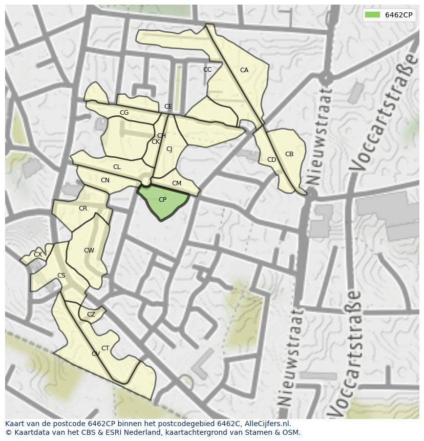 Afbeelding van het postcodegebied 6462 CP op de kaart.