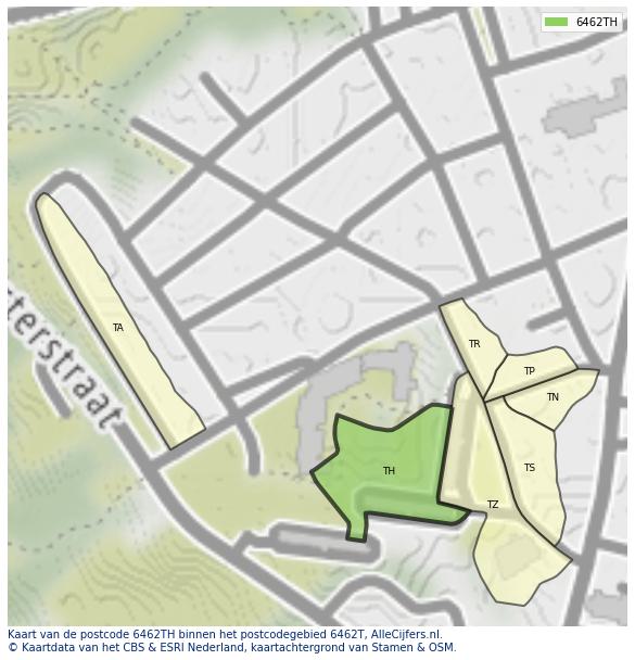 Afbeelding van het postcodegebied 6462 TH op de kaart.