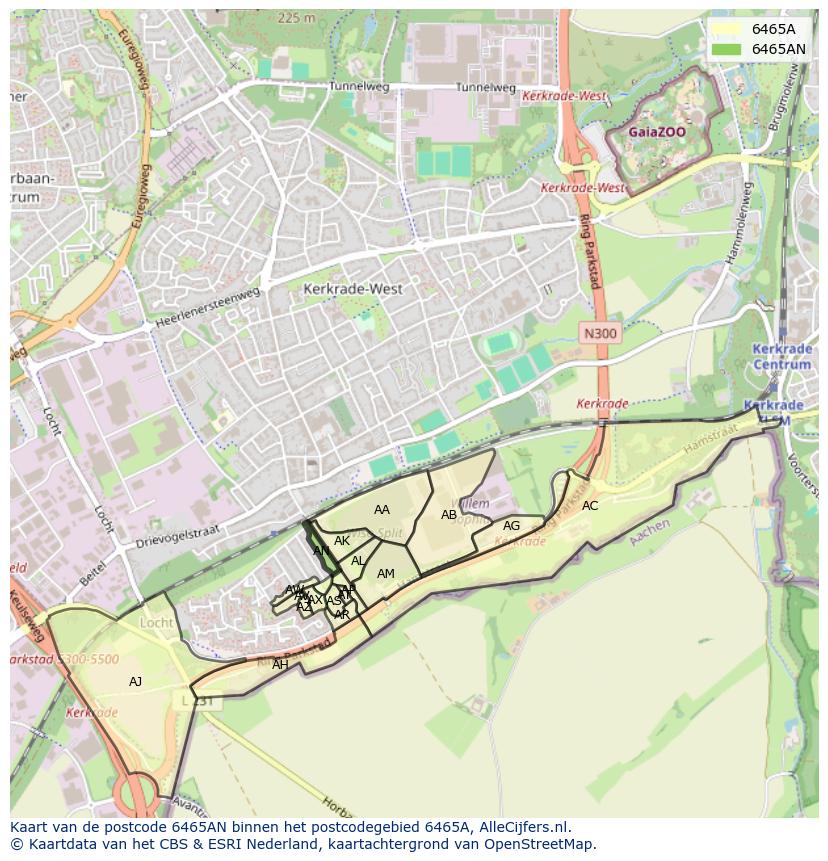 Afbeelding van het postcodegebied 6465 AN op de kaart.