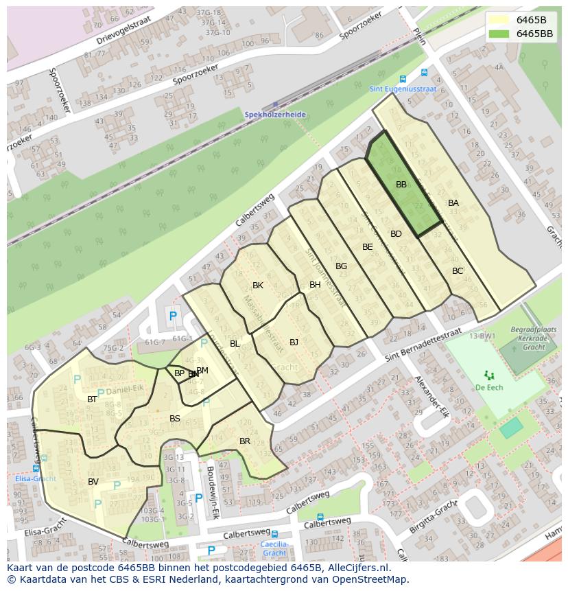 Afbeelding van het postcodegebied 6465 BB op de kaart.