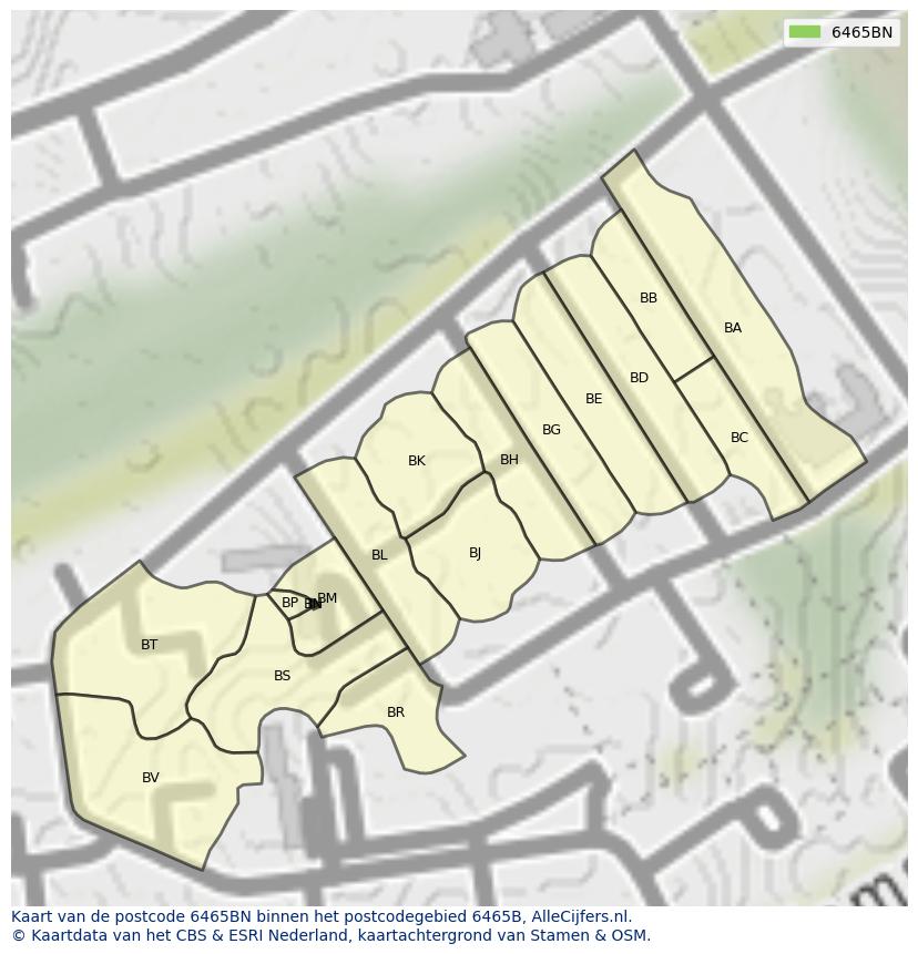 Afbeelding van het postcodegebied 6465 BN op de kaart.