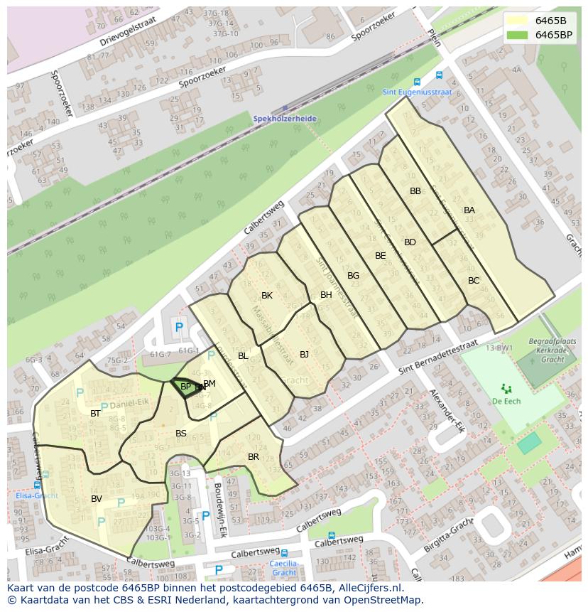 Afbeelding van het postcodegebied 6465 BP op de kaart.