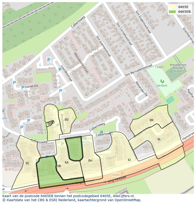 Afbeelding van het postcodegebied 6465 EB op de kaart.