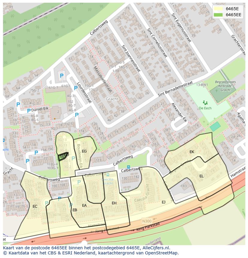Afbeelding van het postcodegebied 6465 EE op de kaart.