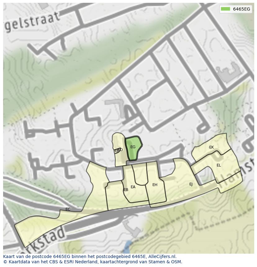 Afbeelding van het postcodegebied 6465 EG op de kaart.