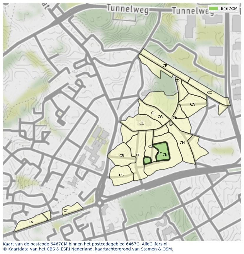 Afbeelding van het postcodegebied 6467 CM op de kaart.