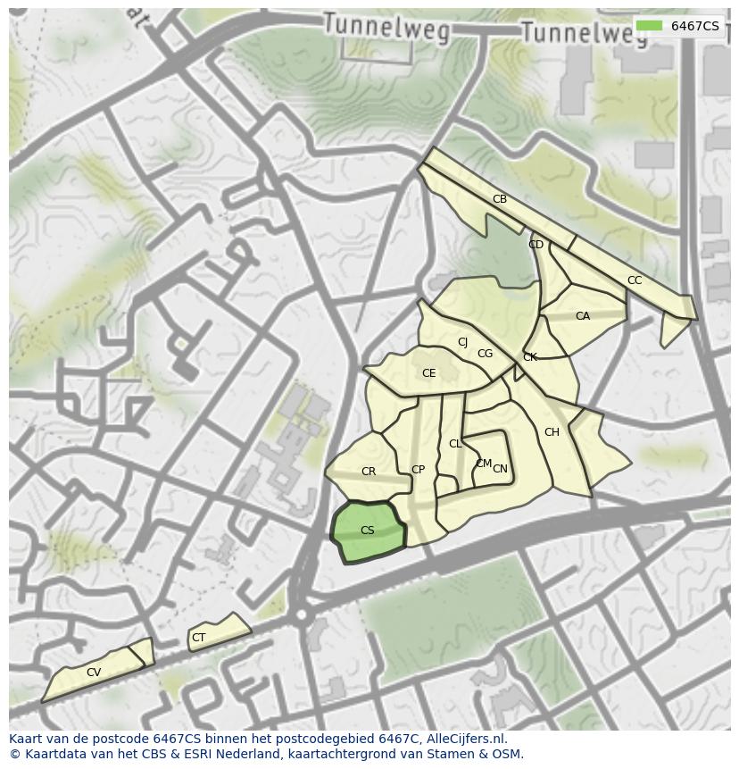 Afbeelding van het postcodegebied 6467 CS op de kaart.