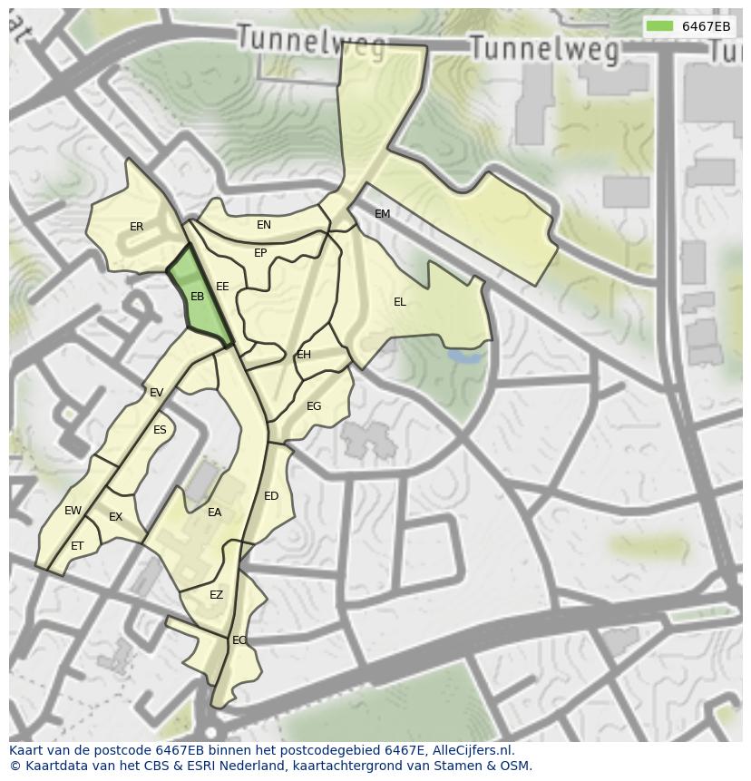 Afbeelding van het postcodegebied 6467 EB op de kaart.