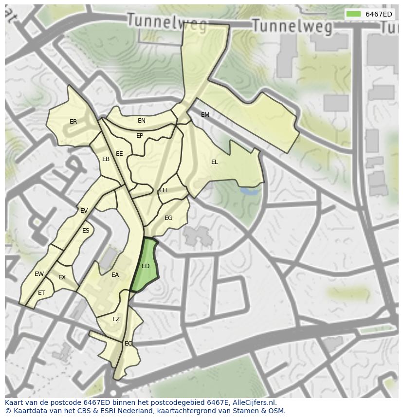 Afbeelding van het postcodegebied 6467 ED op de kaart.