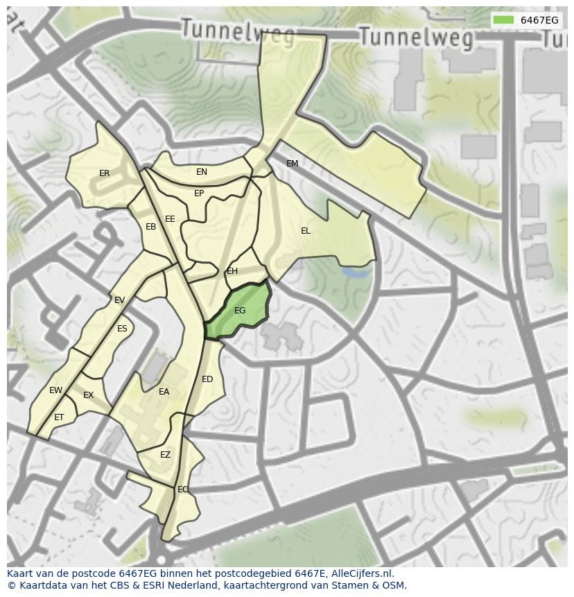 Afbeelding van het postcodegebied 6467 EG op de kaart.