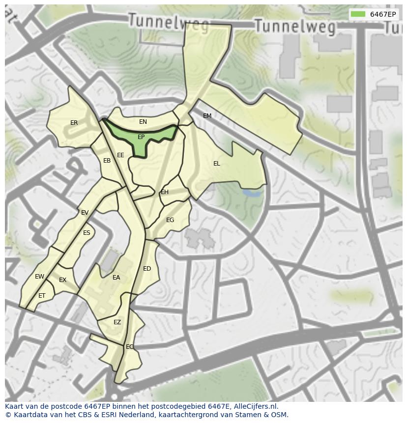 Afbeelding van het postcodegebied 6467 EP op de kaart.
