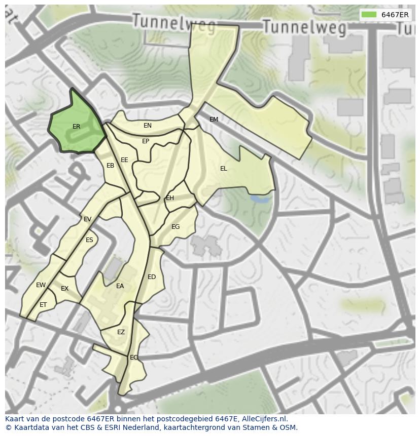 Afbeelding van het postcodegebied 6467 ER op de kaart.