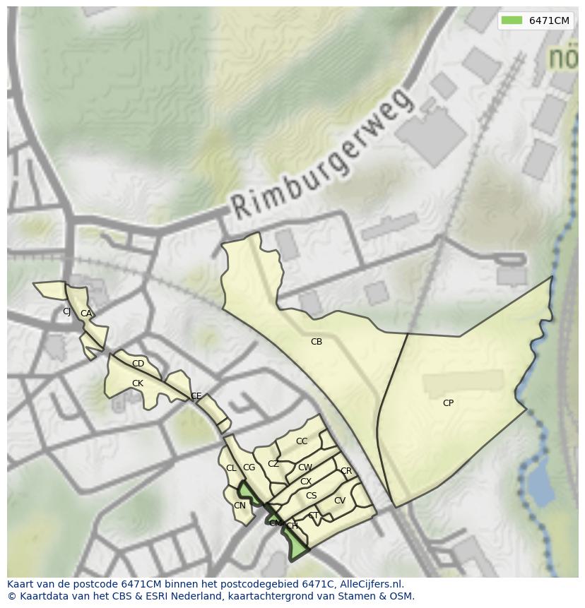 Afbeelding van het postcodegebied 6471 CM op de kaart.