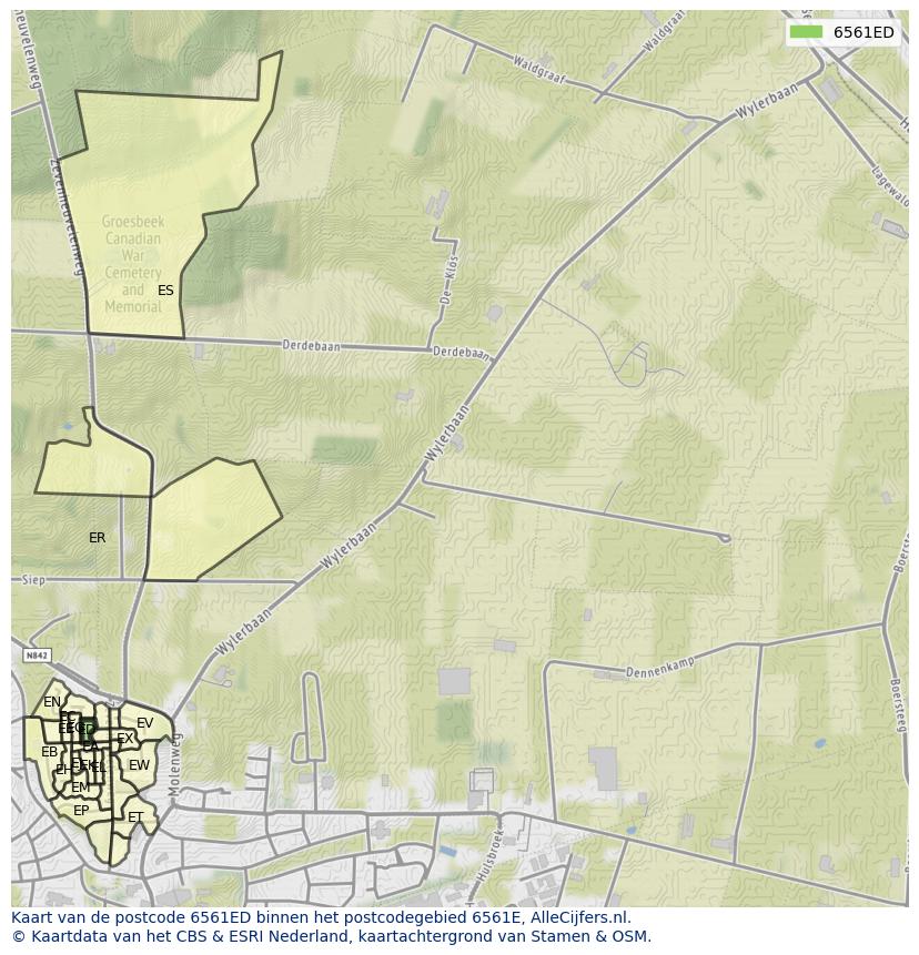 Afbeelding van het postcodegebied 6561 ED op de kaart.