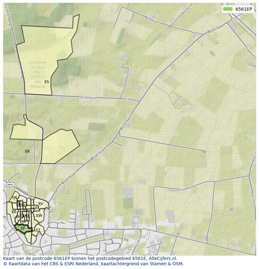 Afbeelding van het postcodegebied 6561 EP op de kaart.