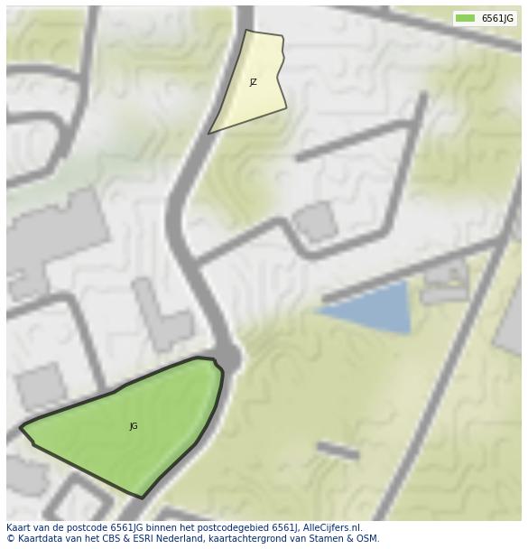 Afbeelding van het postcodegebied 6561 JG op de kaart.