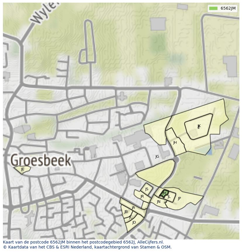 Afbeelding van het postcodegebied 6562 JM op de kaart.