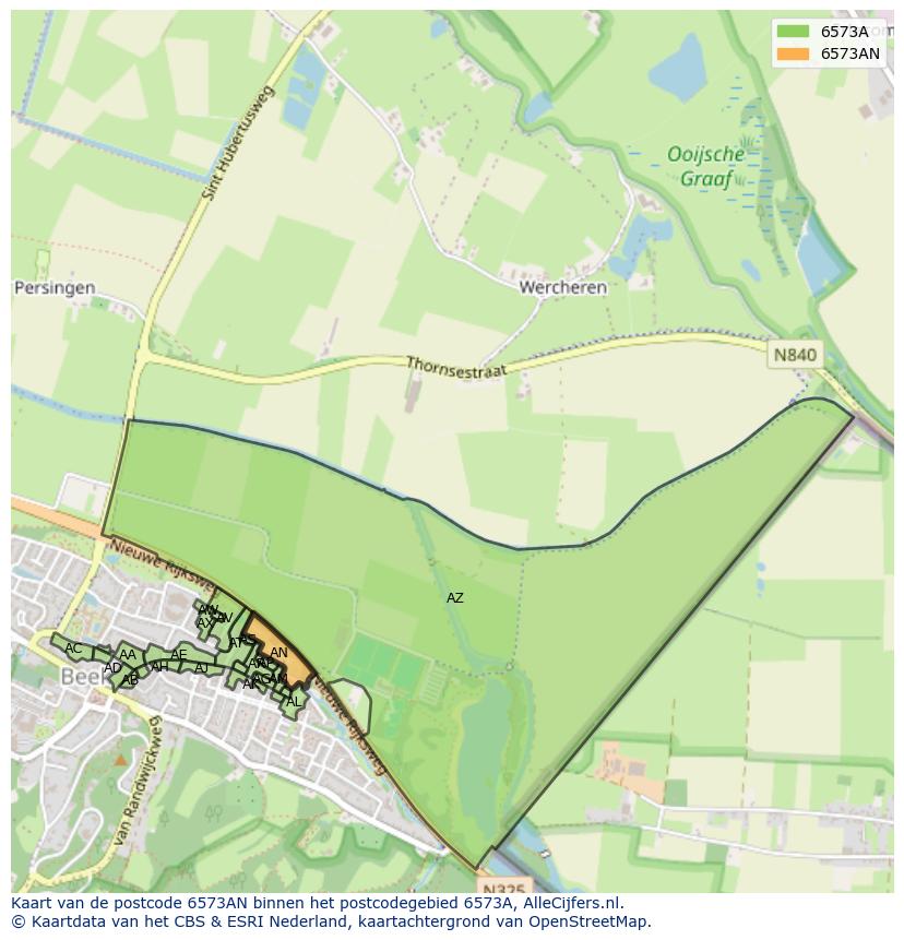 Afbeelding van het postcodegebied 6573 AN op de kaart.