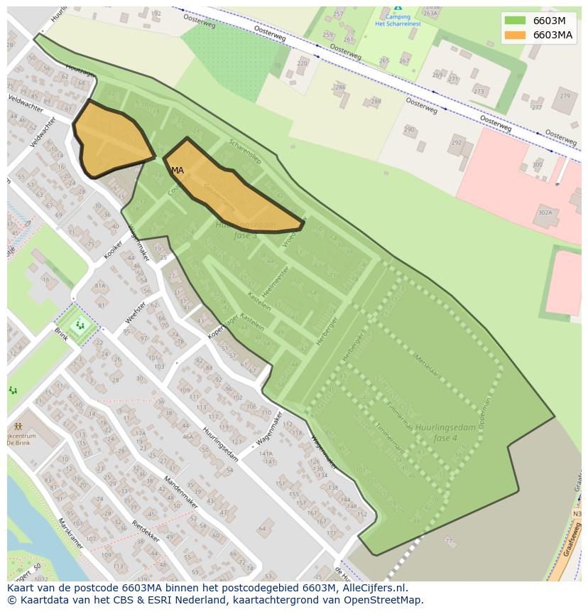 Afbeelding van het postcodegebied 6603 MA op de kaart.