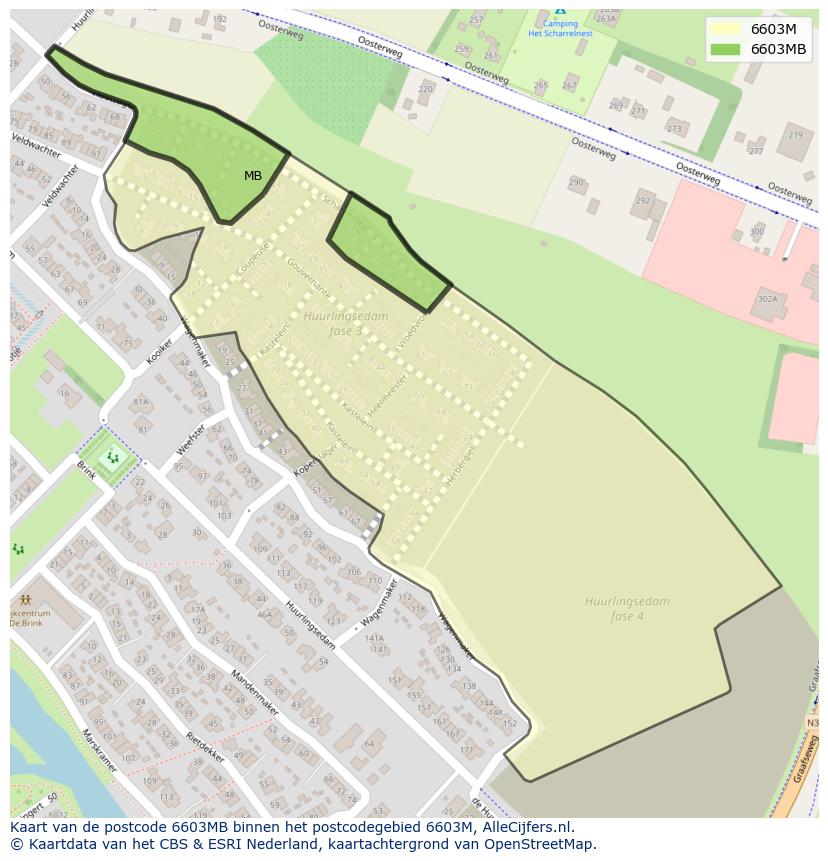 Afbeelding van het postcodegebied 6603 MB op de kaart.